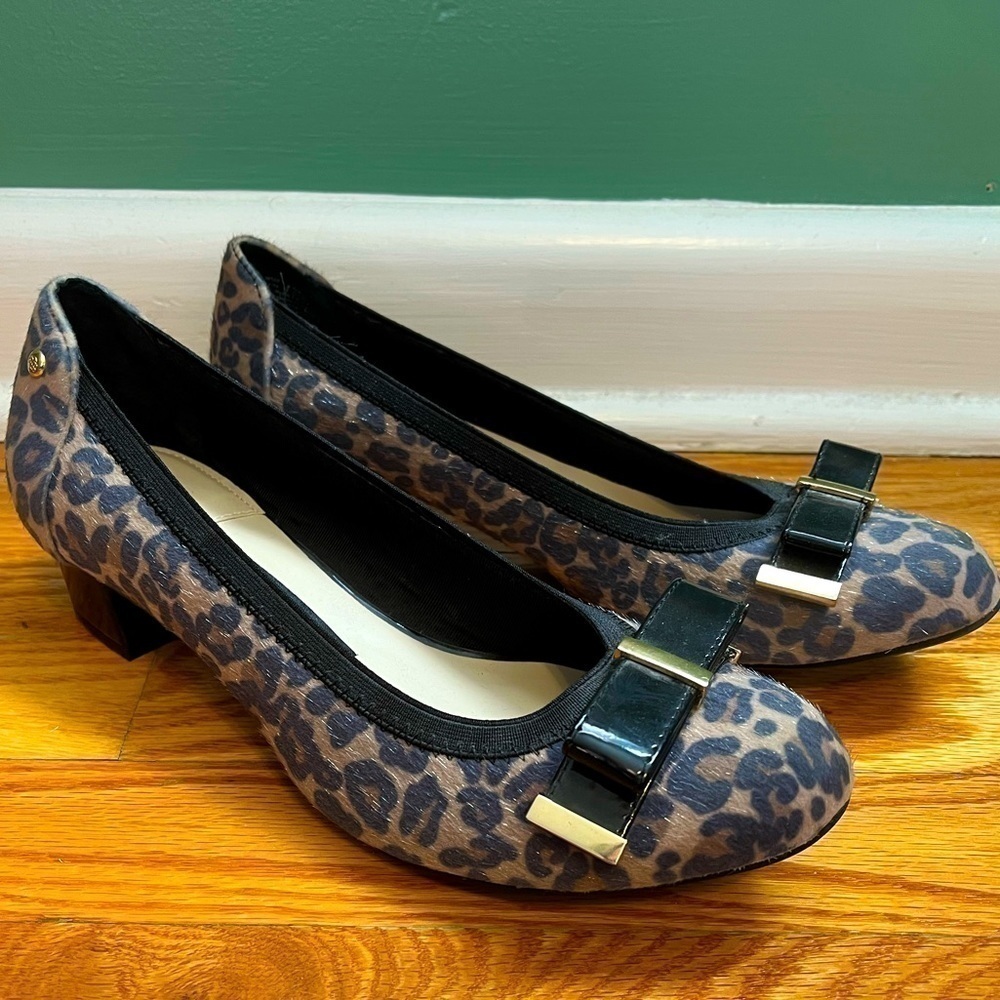 Dana Buchman Heels Womens 9.5 M Marcy Dress Pumps Brown Leopard Block Heels